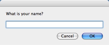 An AppleScript dialog that prompts a user to enter their name.