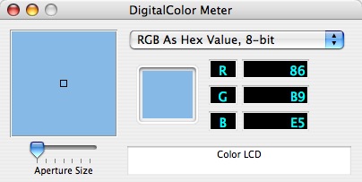 The Mac OS X Digital Color Meter application.