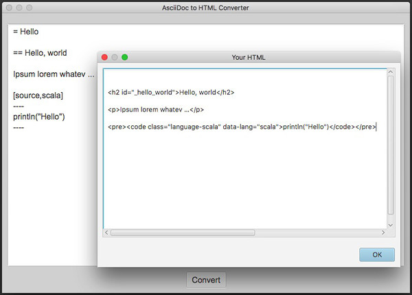AsciiDoc to HTML GUI