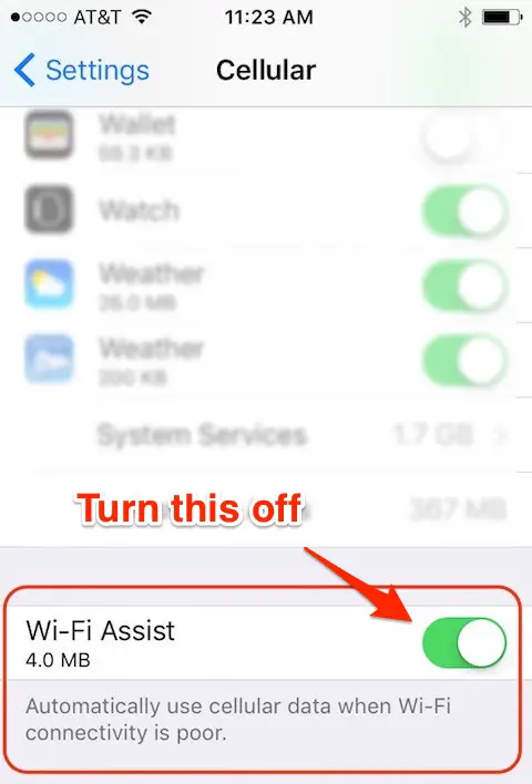 The iPhone/iOS Wi-Fi Assist setting