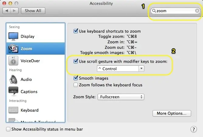 mac osx mouse zoom screen in out