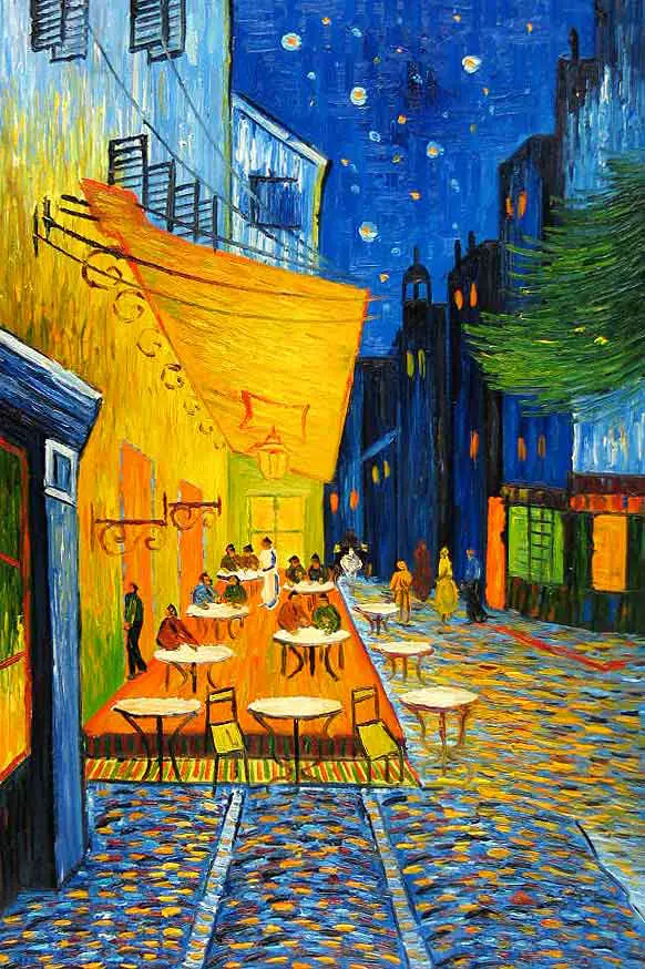 cafe terrace at night