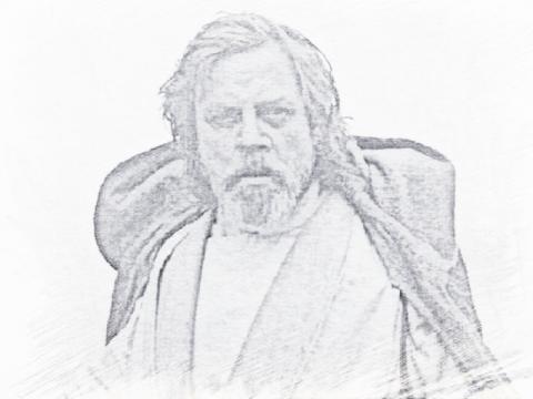 Luke Skywalker black and white sketch