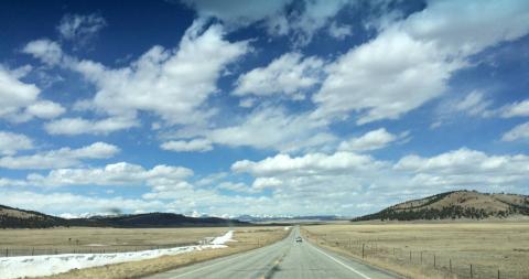 Road from Santa Fe, New Mexico north to Colorado