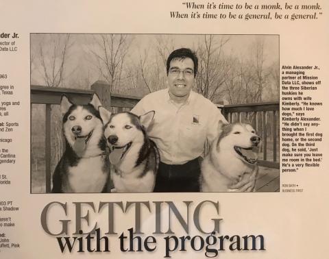 Me and the dogs in a business magazine