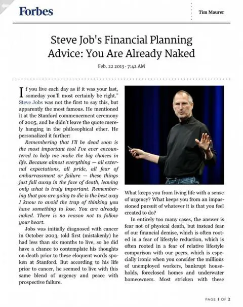 Steve Jobs - remembering that i will be dead soon