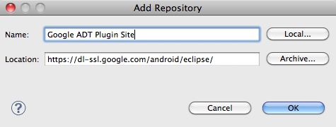 The Android ADT URL for Eclipse plugin