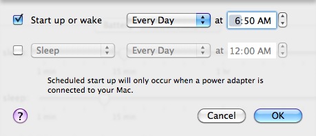 Mac schedule automatic wake up time (or sleep time)