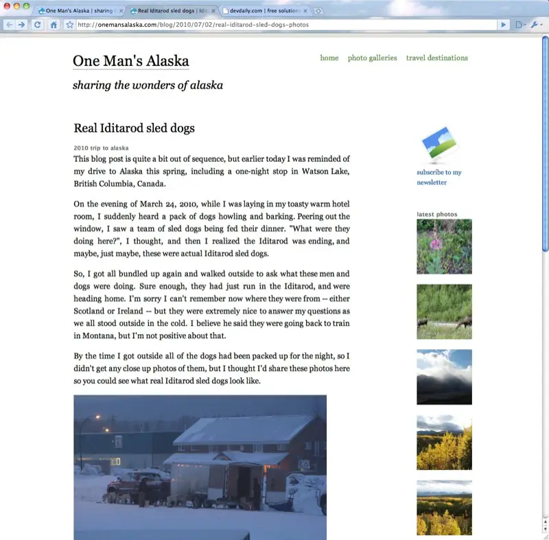 One Man's Alaska - clean, Drupal theme in a website redesign