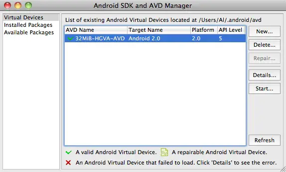 Eclipse Android - the new AVD in Eclipse