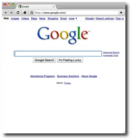 Google Chrome for Mac OS X - startup screen