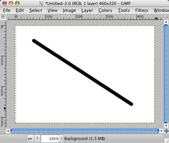 GIMP - draw a straight line - straight line done