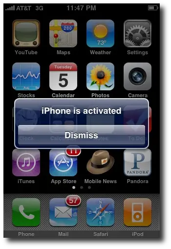 iPhone screenshot from when the phone was reactivated