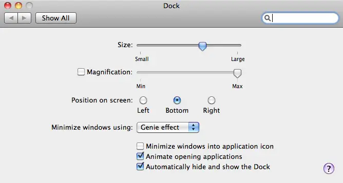 Mac Dock size (Mac Dock icon size)