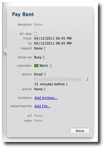 A Mac iCal event reminder window