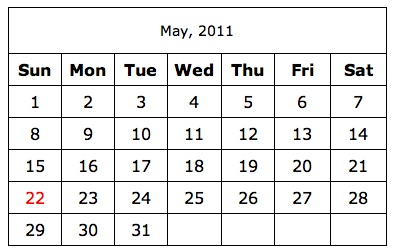 A simple printable calendar