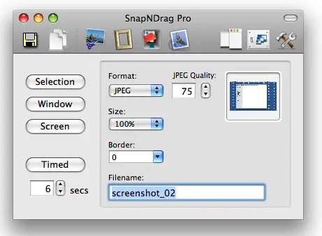 Mac screenshot software - SnapNDrag, from YellowMug