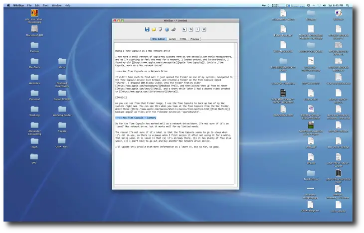 A test editor on a normal Mac OS X desktop.