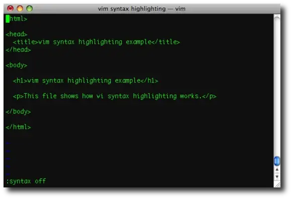 vi/vim syntax highlighting, with highlighting disabled (turned off)