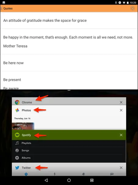 Android 7 split-screen: select another app