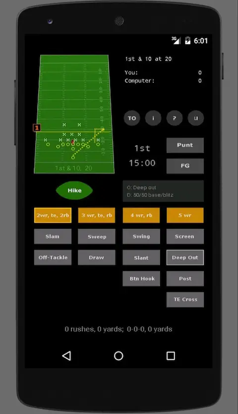 Android Football Game - Deep Out on 1st Down