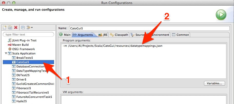 Eclipse - Scala application command line arguments