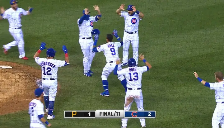Cubs Celebrating a Win Social Distance Style Will Make Your Day