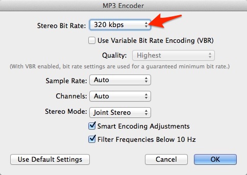 itunes mp3 encoder settings