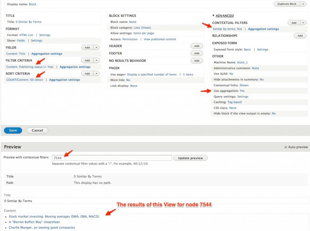 Configuring the Drupal Similar By Terms module