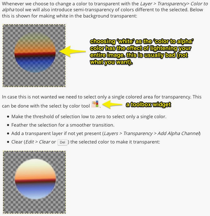 How to make a color transparent in Gimp 