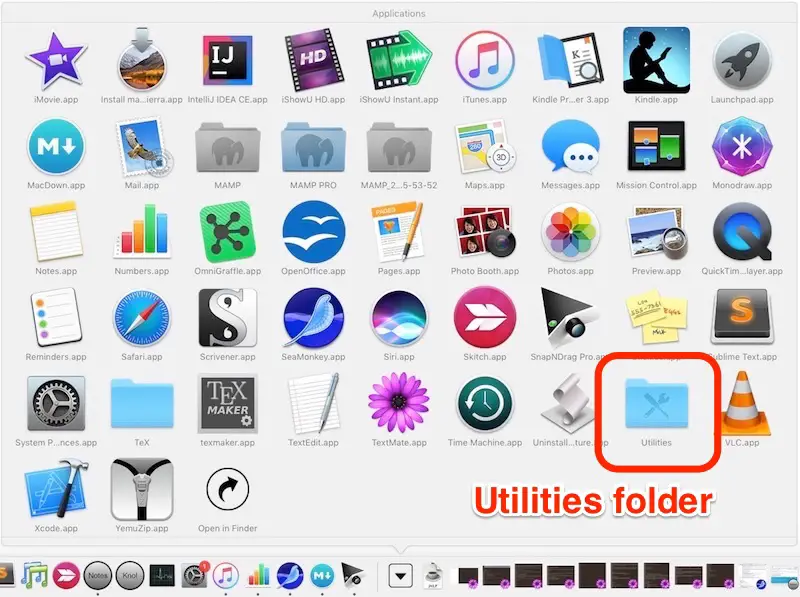 The Utilities folder under Applications