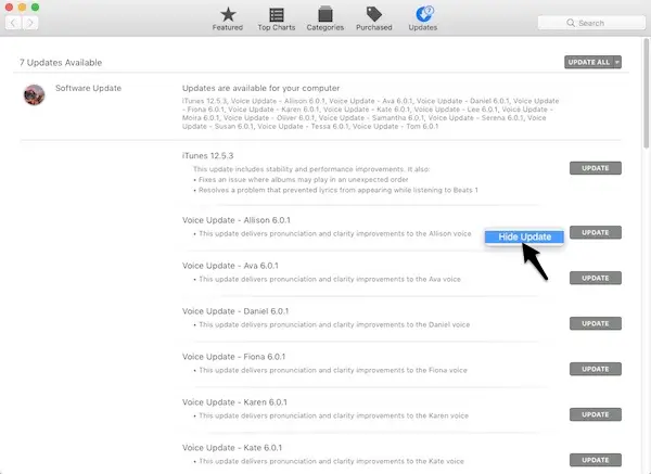 How to hide MacOS update notifications