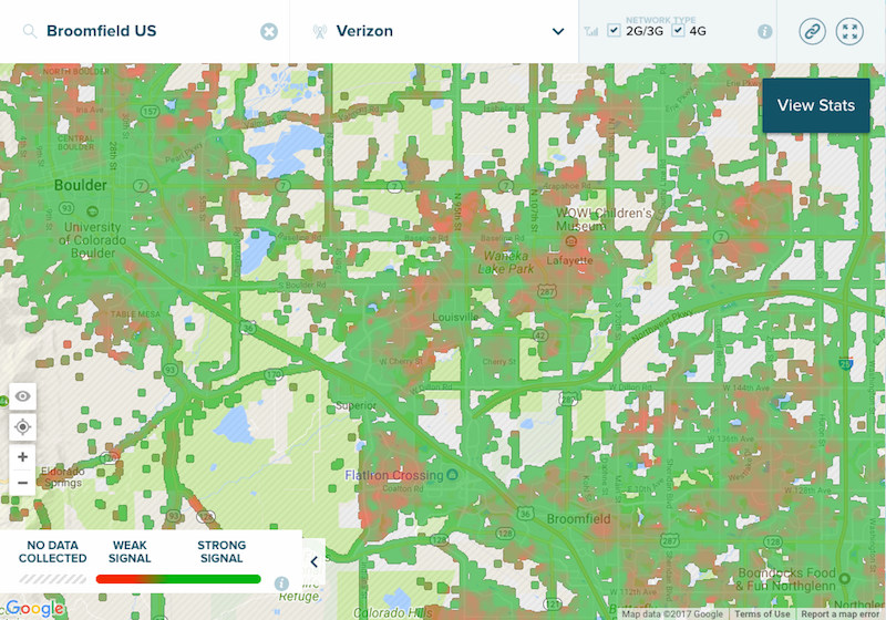 Verizon cell phone coverage in Broomfield, Colorado