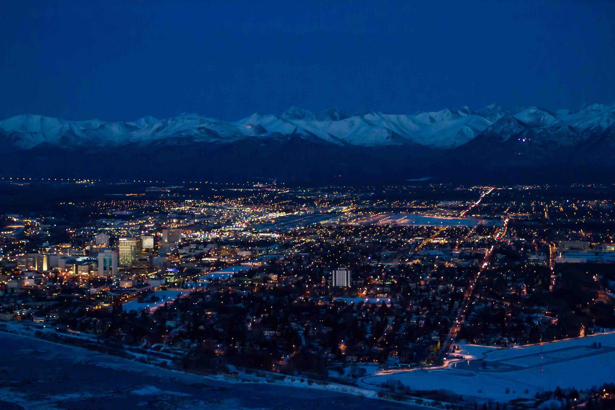 Flying over Anchorage, Alaska at night | alvinalexander.com