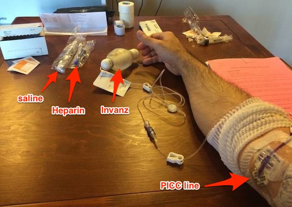 Invanz self-treatment with PICC Line