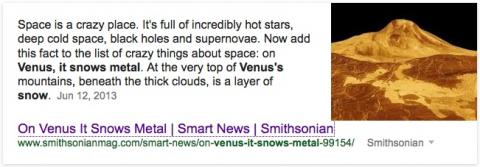 On Venus it snows metal