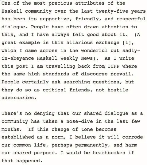Simon Peyton Jones on Respect in Haskell community