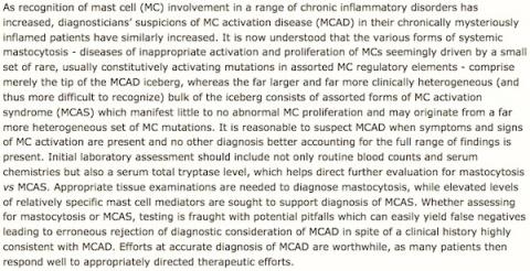 Diagnosis of MCAD and MCAS