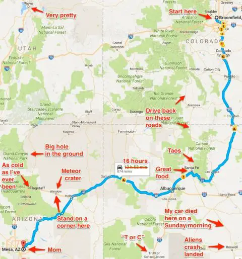 Map to Mesa, AZ