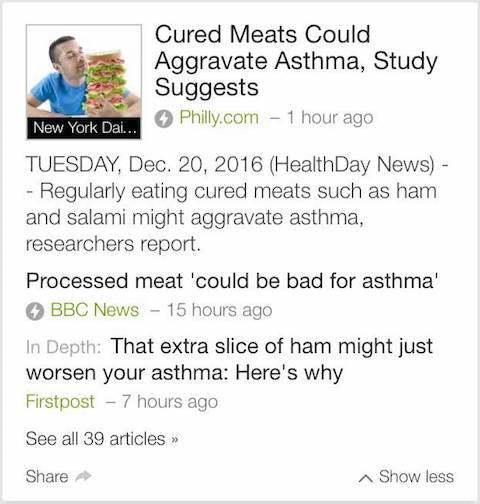 Cured meats bad for asthma