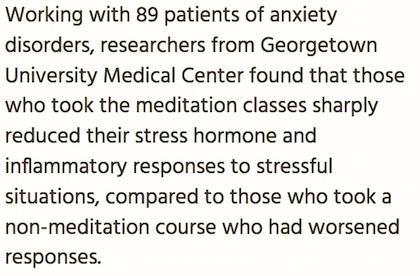 Mindfulness meditation reduces stress
