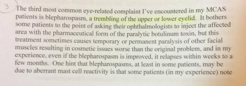 blepharospasm, or trembling of the eye