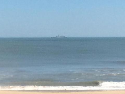 Military ship on the ocean
