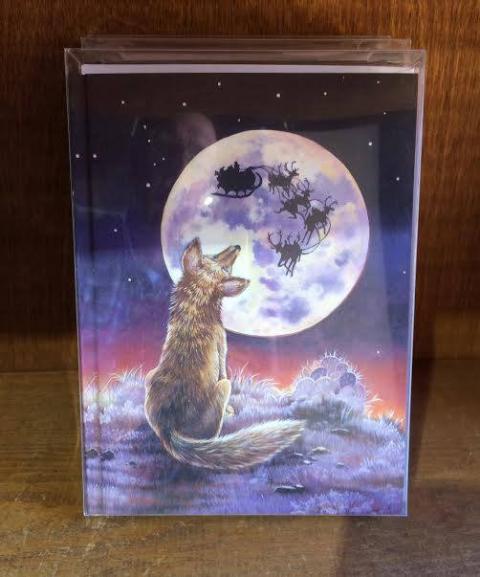 'Fox looking at the Moon' Christmas card from Santa Fe