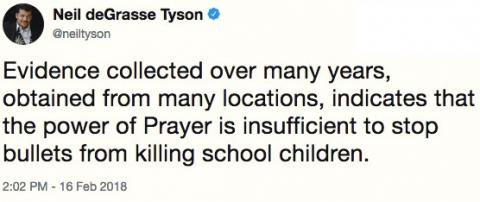 Neil deGrasse Tyson: Power of prayer isn't stopping the bullets