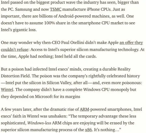 A bit on how Intel missed out on the mobile CPU market