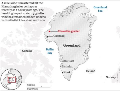 A mile-wide meteor hit Greenland and was hidden by an ice sheet