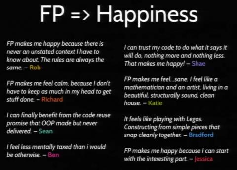Functional programming leads to happiness