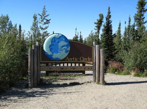 The Arctic Circle sign in Alaska