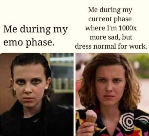 Emo phase vs current phase